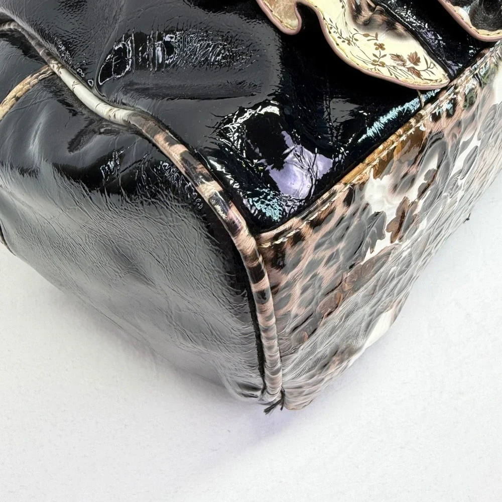 Y2K Satchel Bag Womens Large Leopard Floral Patent Ruffles Studded McBling Bratz